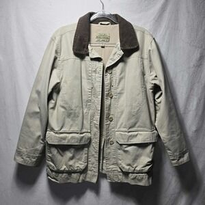 Cabelas Womens Outerwear Khaki Field Barn Jacket Corduroy Collar Pockets M M